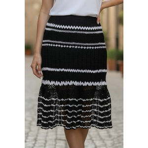 Cynthia Cynthia Steffe Black & White Knit Midi Skirt L